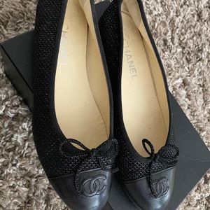 Black/Silver Chanel Flats